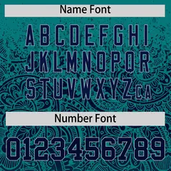 Teal Navy Floral Gradient Full Button Baseball Jersey 4