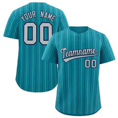 Teal Navy Gray Bi-Color Striped Baseball Jersey