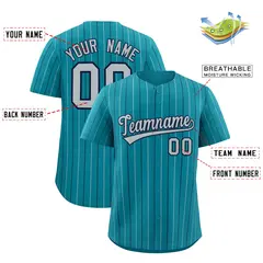 Teal Navy Gray Bi-Color Striped Baseball Jersey 2