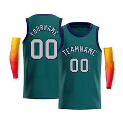 Teal Navy-Gray Classic Bull Men Casual Basketball Jersey