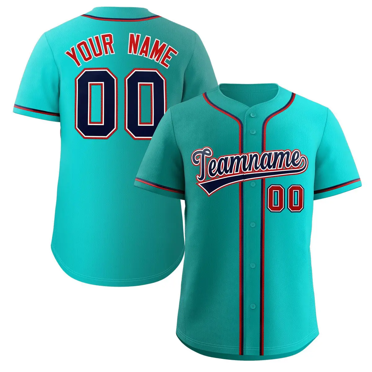 Teal Navy-Red Gradient Fashion Authentic Baseball Jersey