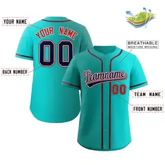Teal Navy-Red Gradient Fashion Authentic Baseball Jersey 2
