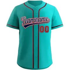 Teal Navy-Red Gradient Fashion Authentic Baseball Jersey 3