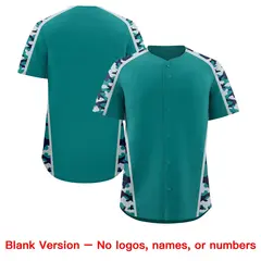 Teal Navy Side Camo Baseball Jersey 7