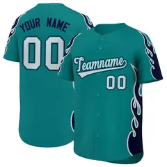 Teal Navy Side Flame Outline Basketball Jersey 1
