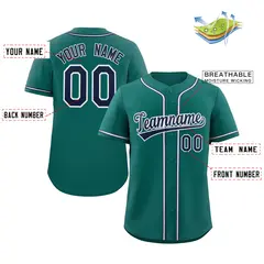 Teal Navy-White Authentic Classic Baseball Jersey 2