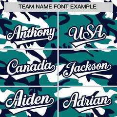 Teal Navy White Camo Gradient Fashion Baseball Jersey 3