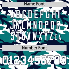 Teal Navy White Camo Gradient Fashion Baseball Jersey 4