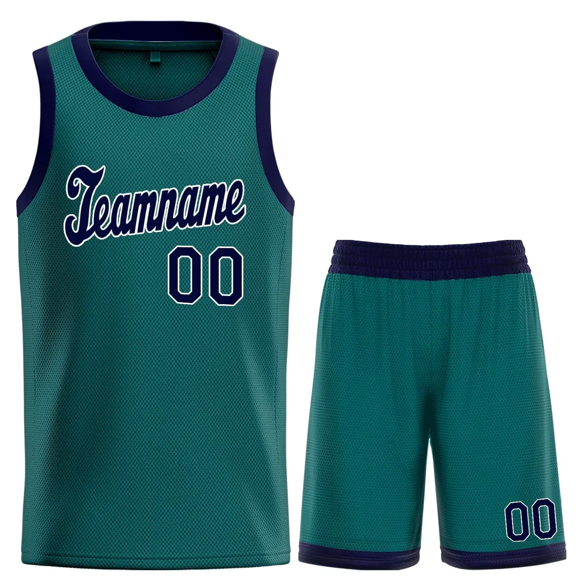 Teal Navy-White Classic Athletic Basketball Jersey