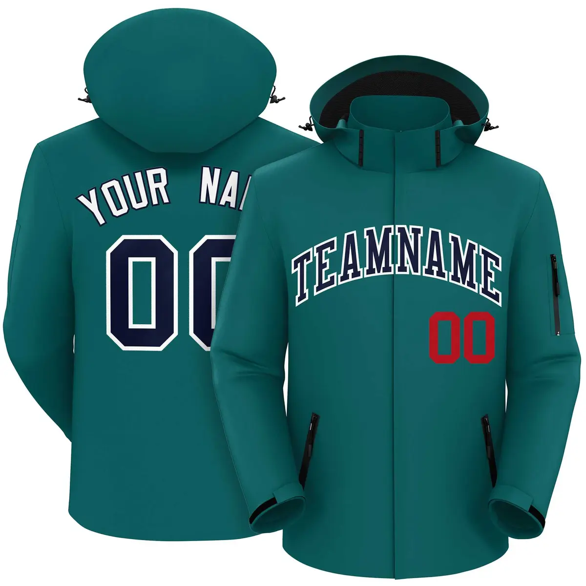 Teal Navy-White Classic Waterproof Jacket
