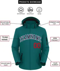 Teal Navy-White Classic Waterproof Jacket 2