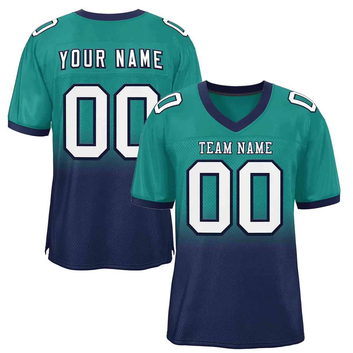 Teal Navy-White Gradient Outdoor Authentic Football Jersey