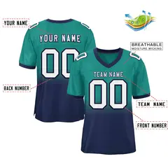 Teal Navy-White Gradient Outdoor Authentic Football Jersey 2
