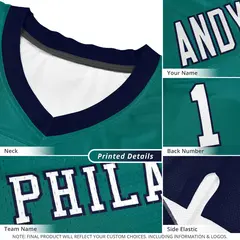 Teal Navy-White Gradient Outdoor Authentic Football Jersey 5