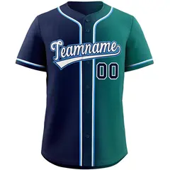 Teal Navy White-Power Blue Gradient Fashion Baseball Jersey 3