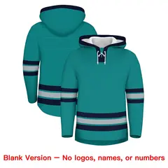 Teal Navy Wrinkle-Resistant Lace-Up Neck Hockey Hoodie 7