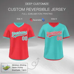 Teal Neon Green Reversible Pullover Baseball Jersey 2