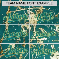 Teal Old Gold Shiny Gold Cracked Texture Baseball Jersey 4