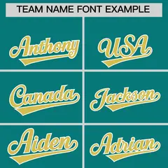Teal Old Gold Side Camo Baseball Jersey 3