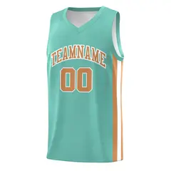 Teal Old Gold-White Classic Mesh Sport Basketball Jersey