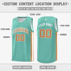 Teal Old Gold-White Classic Mesh Sport Basketball Jersey 2