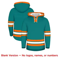 Teal Orange Lace-Up Neck Hockey Hoodie 7