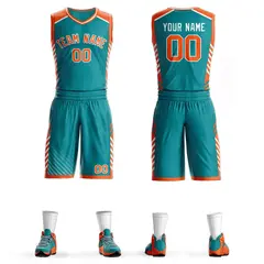 Teal Orange-White Graffiti Bar Element Basketball Jersey