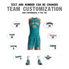 Teal Orange-White Graffiti Bar Element Basketball Jersey 4