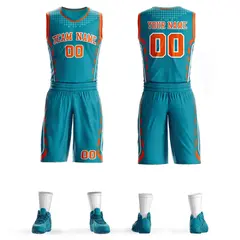 Teal Orange-White Graffiti Oblique Bar Basketball Jersey