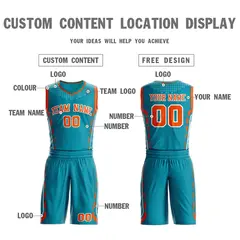 Teal Orange-White Graffiti Oblique Bar Basketball Jersey 3