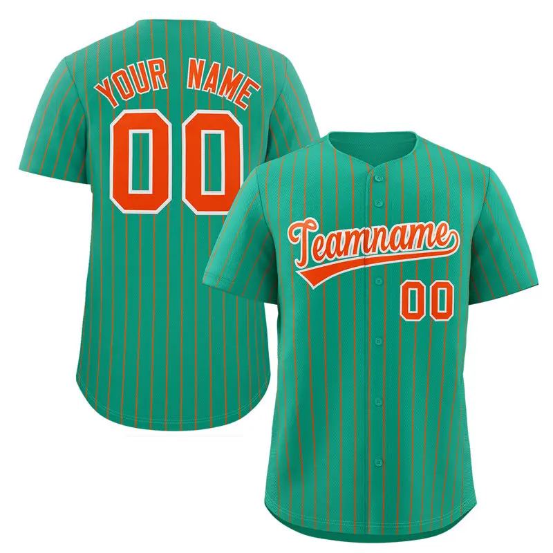 Teal Orange-White Stripe Authentic Fashion Baseball Jersey