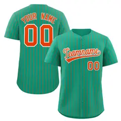 Teal Orange-White Stripe Authentic Fashion Baseball Jersey