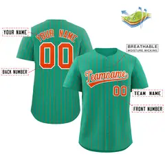Teal Orange-White Stripe Authentic Fashion Baseball Jersey 2