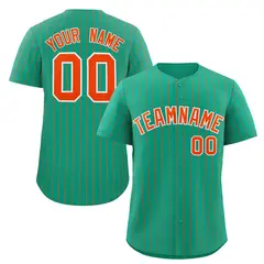 Teal Orange-White Stripe Authentic Fashion Baseball Jersey