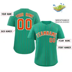 Teal Orange-White Stripe Authentic Fashion Baseball Jersey 2