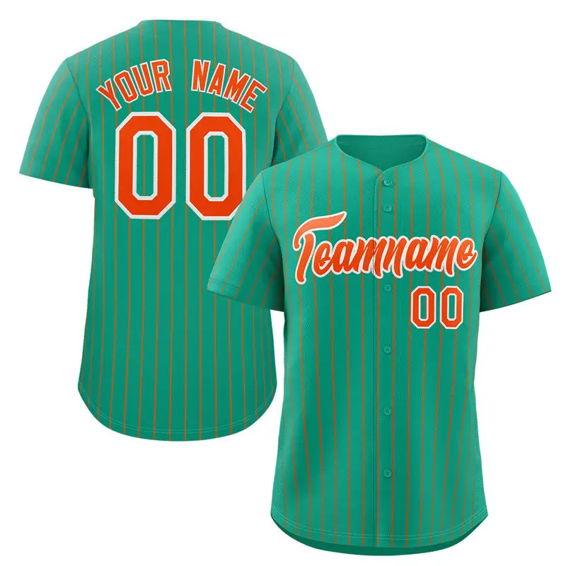 Teal Orange-White Stripe Authentic Fashion Baseball Jersey