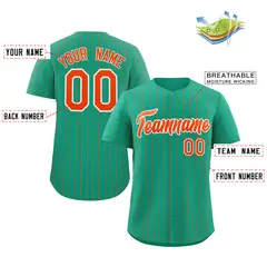 Teal Orange-White Stripe Authentic Fashion Baseball Jersey 2