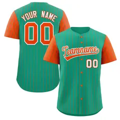 Teal Orange-White Stripe Raglan Sleeves Baseball Jersey 1