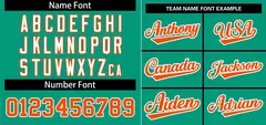 Teal Orange-White Stripe Raglan Sleeves Baseball Jersey 3