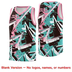 Teal Pink Abstract Graffiti Quick-Drying Basketball Jersey 6
