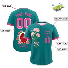 Teal Pink Mother's Day Baseball Jersey 2