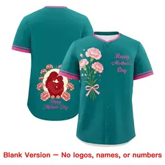 Teal Pink Mother's Day Baseball Jersey 7