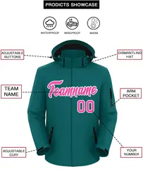 Teal Pink-White Classic Waterproof Jacket 2