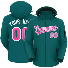 Teal Pink-White Classic Waterproof Jacket