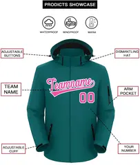 Teal Pink-White Classic Waterproof Jacket 2