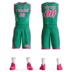 Teal Pink-White Graffiti Claw Pattern Sets Basketball Jersey