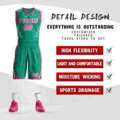 Teal Pink-White Graffiti Claw Pattern Sets Basketball Jersey 2