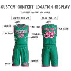 Teal Pink-White Graffiti Claw Pattern Sets Basketball Jersey 3