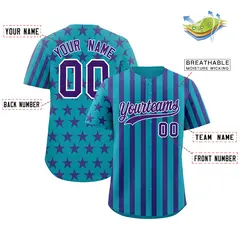 Teal Purple American Flag Graffiti Baseball Jersey 2