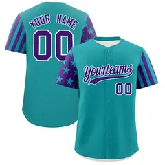 Teal Purple American Flag Raglan Baseball Jersey 1